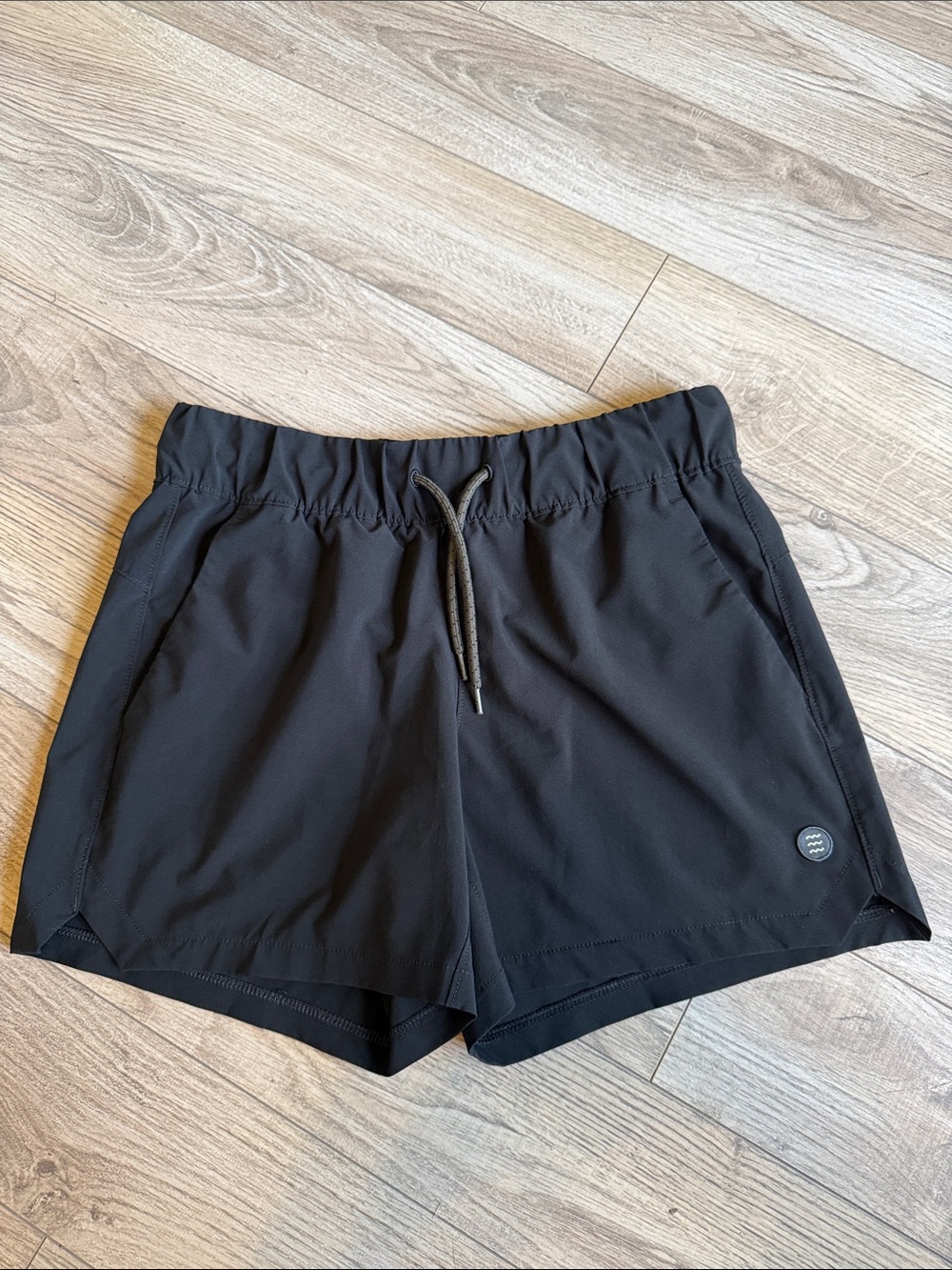 Free Fly Apparel Black Women's Athletic Shorts with Drawstring Waist small
